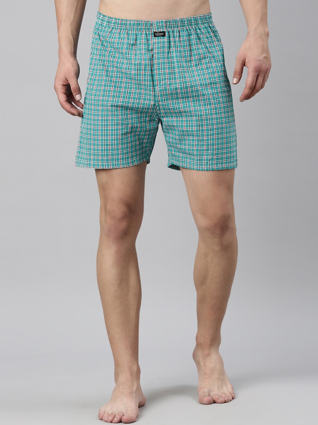 

The Roadster Lifestyle Co. Sea Green Checked Pure Cotton Boxers RR-BC-JB86