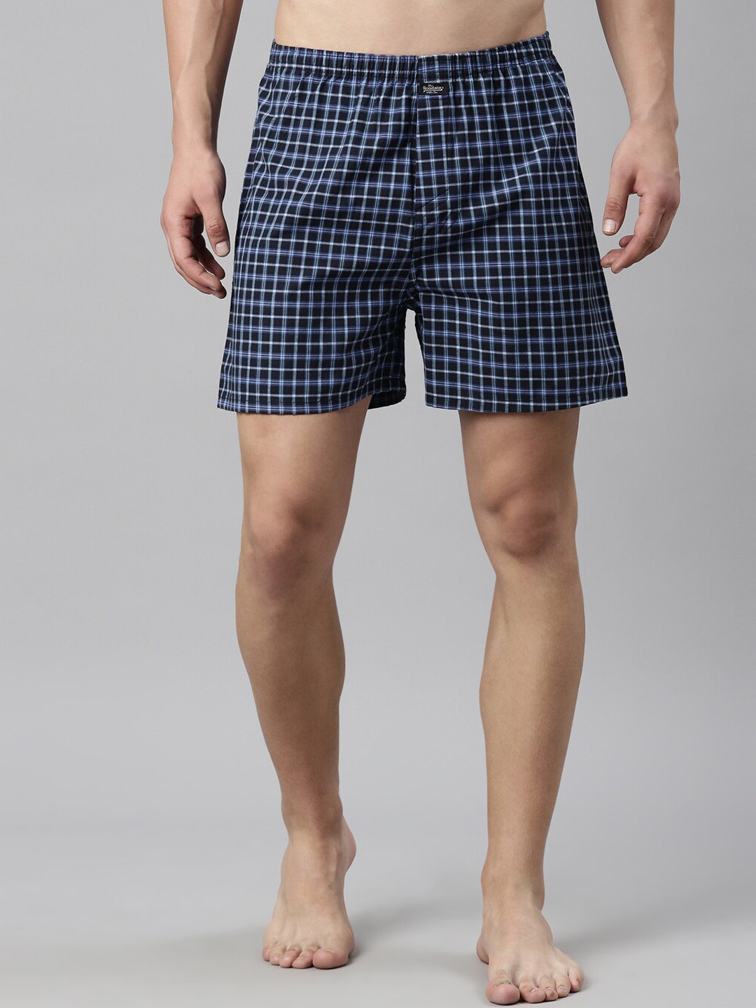 

The Roadster Lifestyle Co. Navy Blue Checked Pure Cotton Boxers RR-BC-JB112