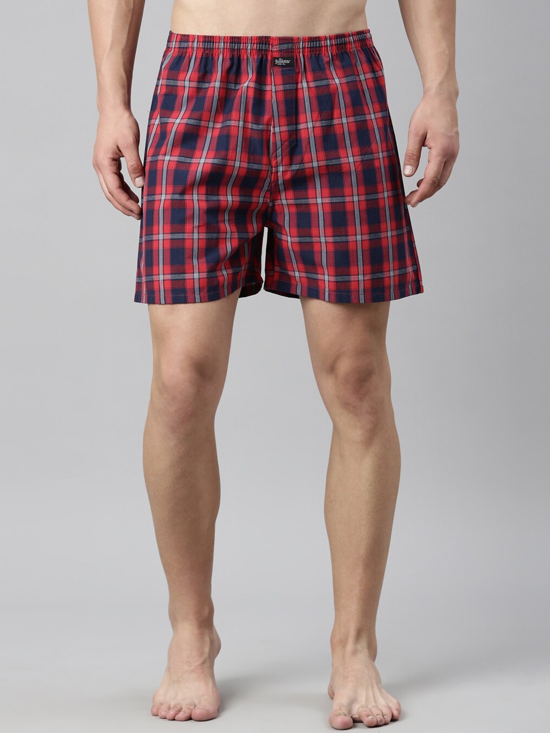 

The Roadster Lifestyle Co. Checked Pure Cotton Boxers RR-BC-JY38, Red