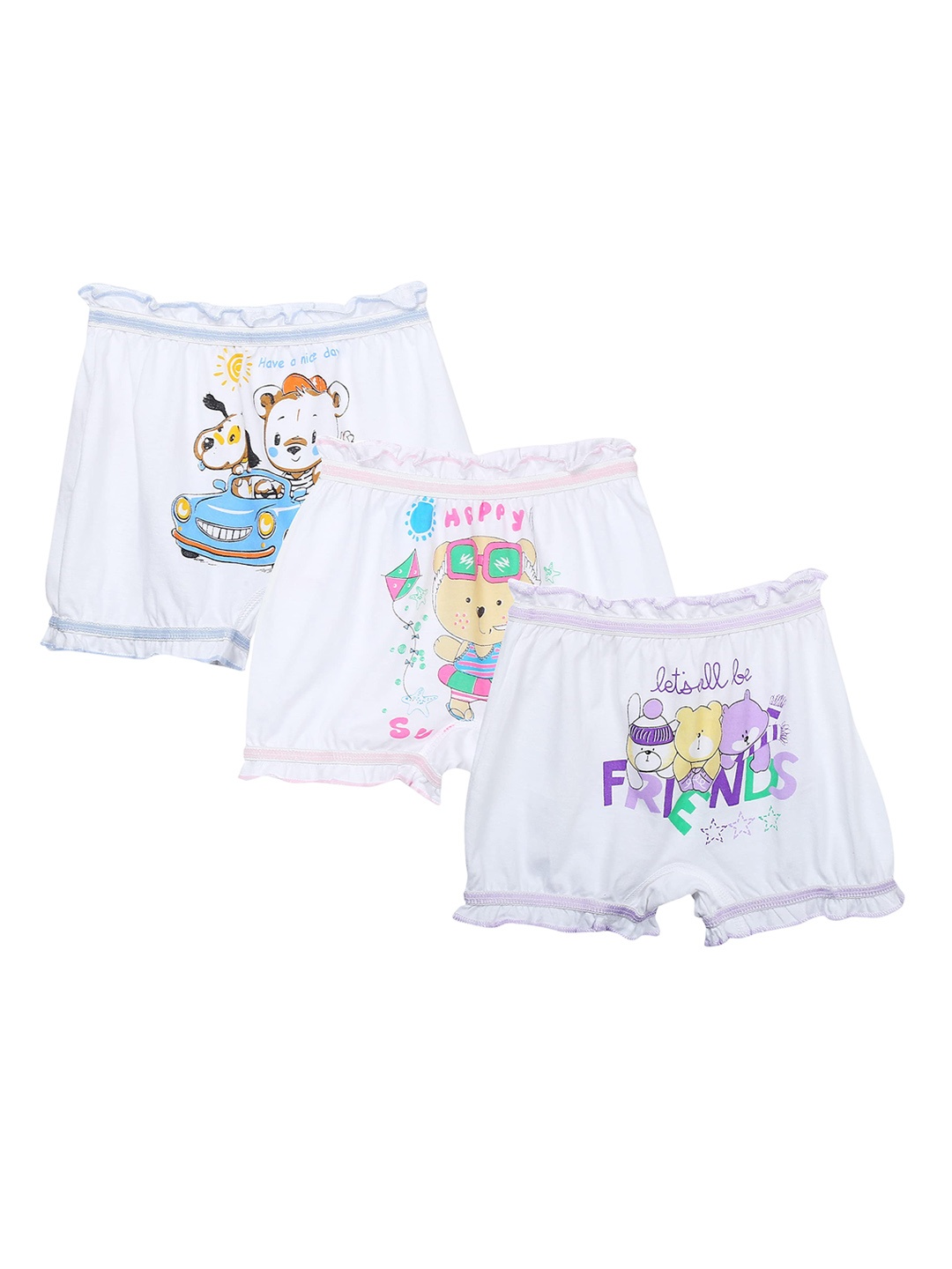 

Dowin Kids Pack Of 3 Printed Pure Cotton Basic Briefs, White