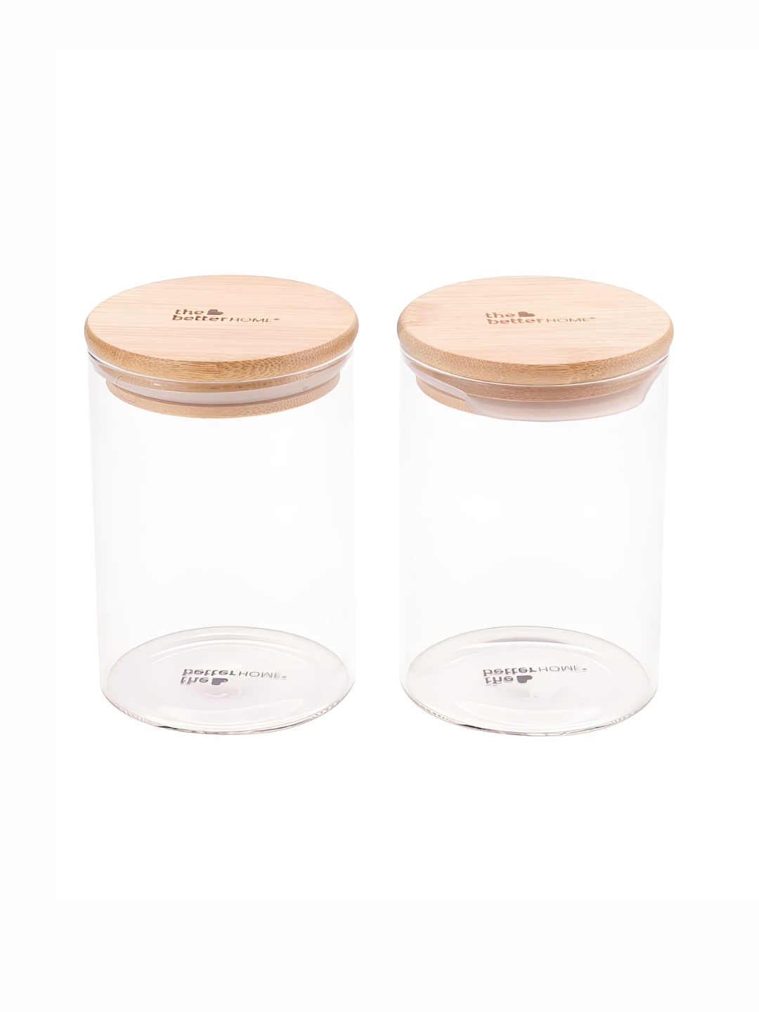 

The Better Home Set Of 2 Borosilicate Glass Jars With Bamboo Lids 600ml, Transparent