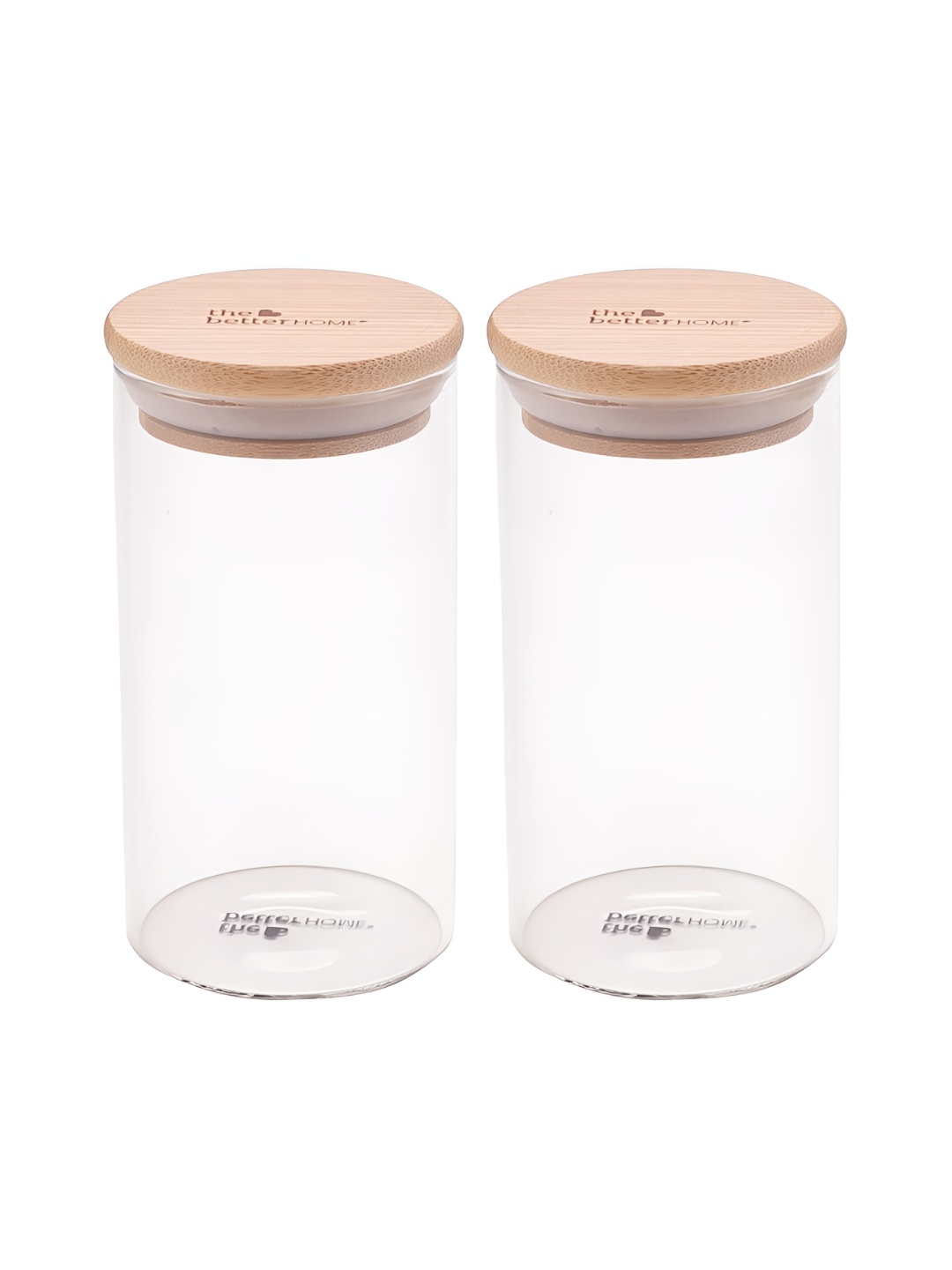 

The Better Home Pack of 2 Borosilicate Glass Jars with Bamboo Lids 300 Ml, Transparent