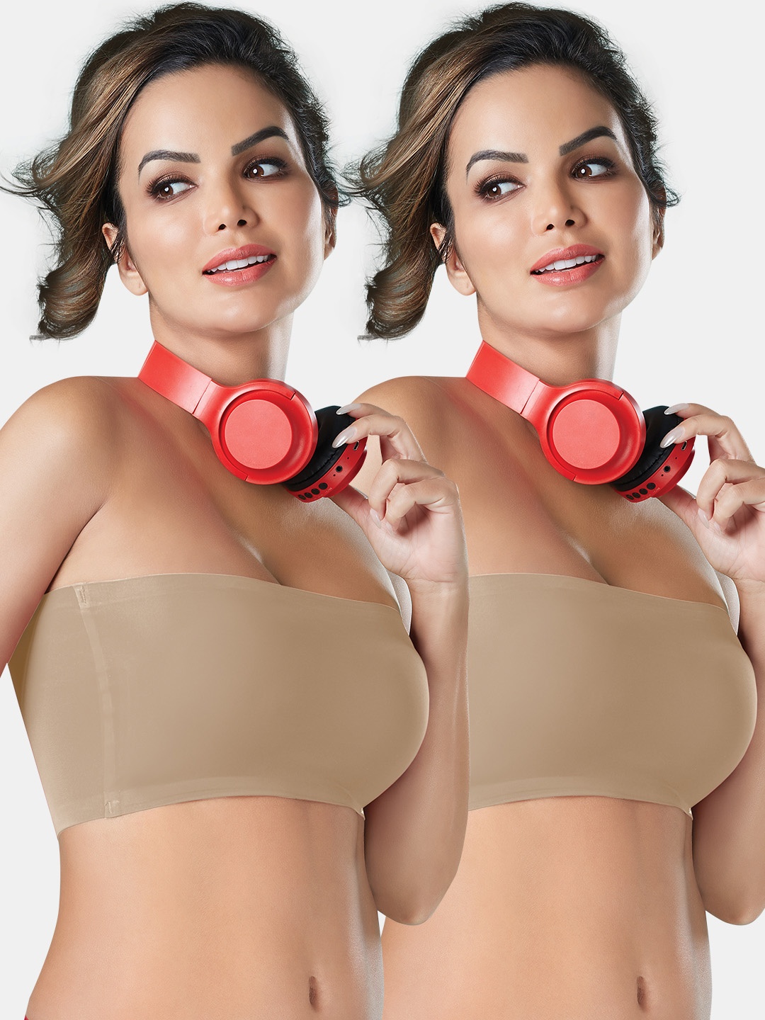 

Sonari Pack Of 2 Bandeau Bra Full Coverage Non-Wired All Day Comfort, Nude