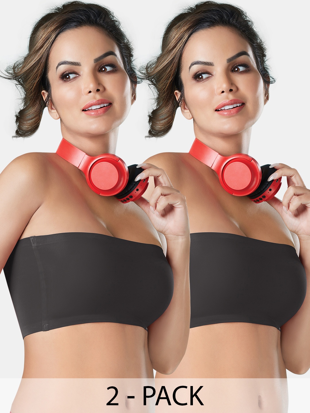 

Sonari Pack Of 2 Bandeau Bra Full Coverage Non-Wired All Day Comfort, Black