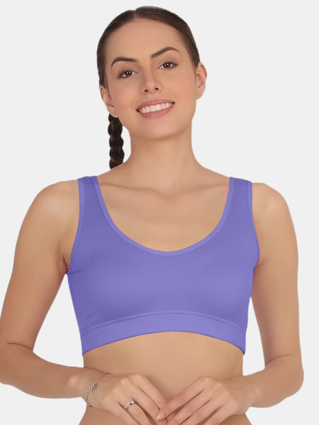 

POOJA RAGENEE Anti Odour Full Coverage Non Padded T-shirt Sports Bra With All Day Comfort, Purple