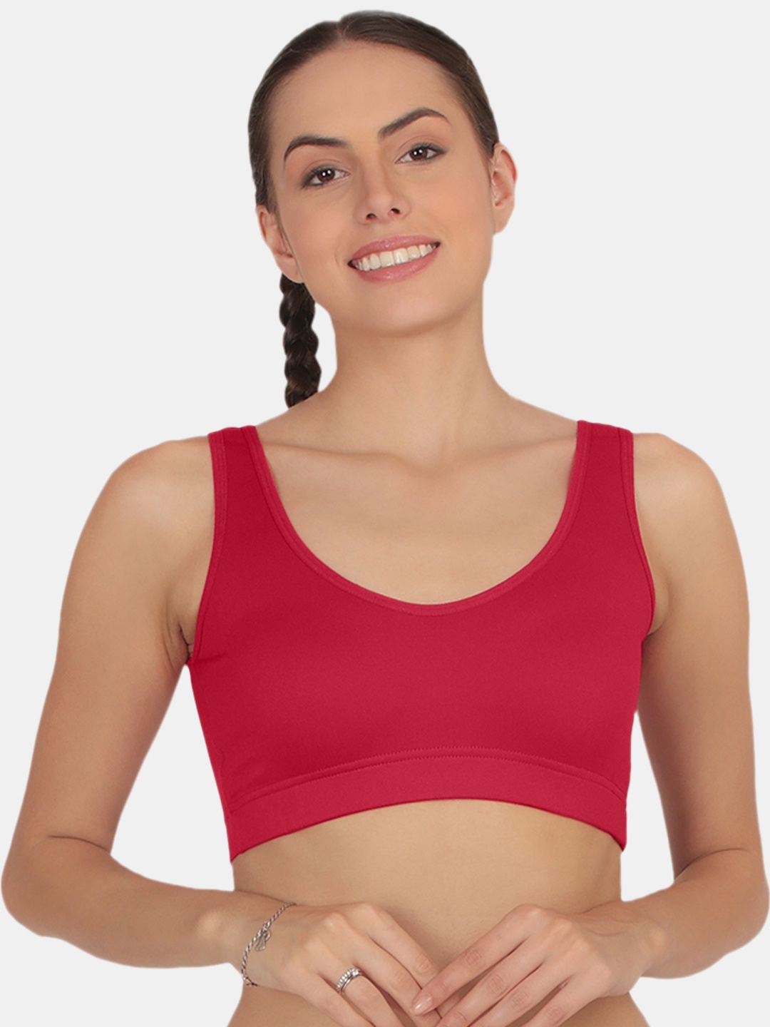 

POOJA RAGENEE Anti Odour Full Coverage Non Padded T-shirt Sports Bra With All Day Comfort, Magenta