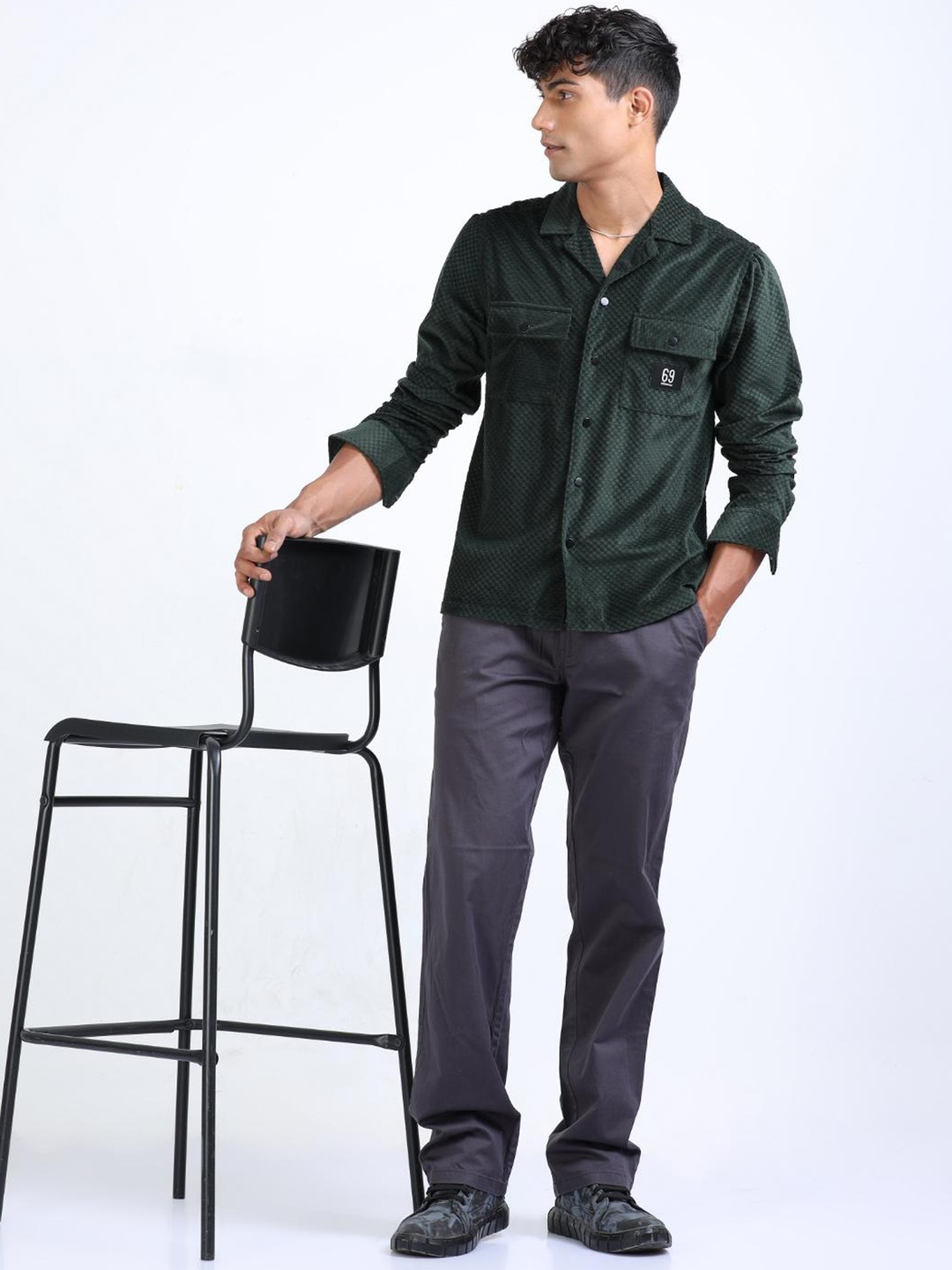 

FLY 69 Premium Checked Casual Shirt, Green
