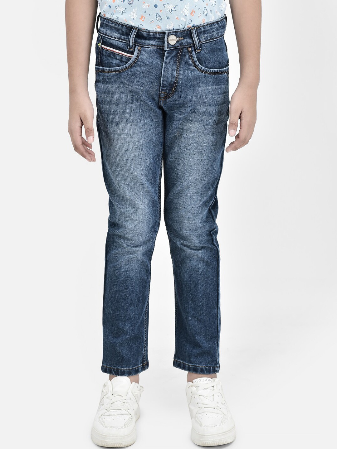 

Crimsoune Club Boys Slim Fit Clean Look Light Fade Stretchable Jeans, Blue