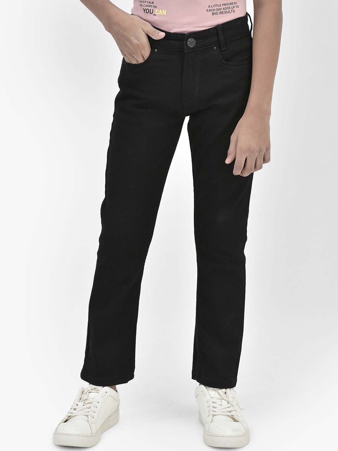 

Crimsoune Club Boys Slim Fit Mid-Rise Stretchable Jeans, Black