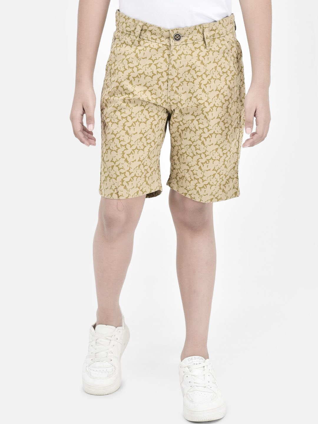 

Crimsoune Club Boys Abstract Printed Mid Rise Pure Cotton Shorts, Cream