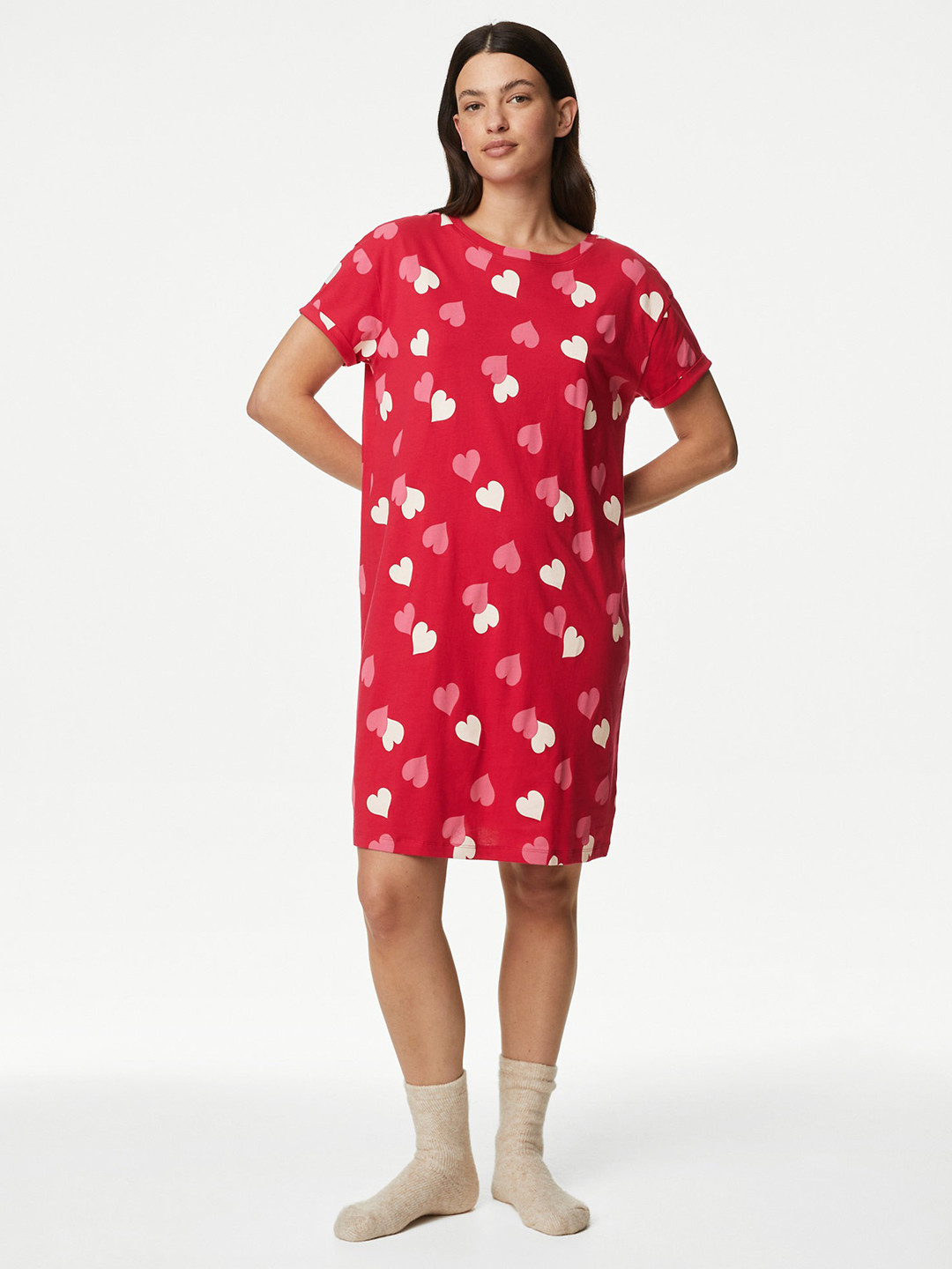 

Marks & Spencer Conversational Printed Pure Cotton Nightdress, Pink