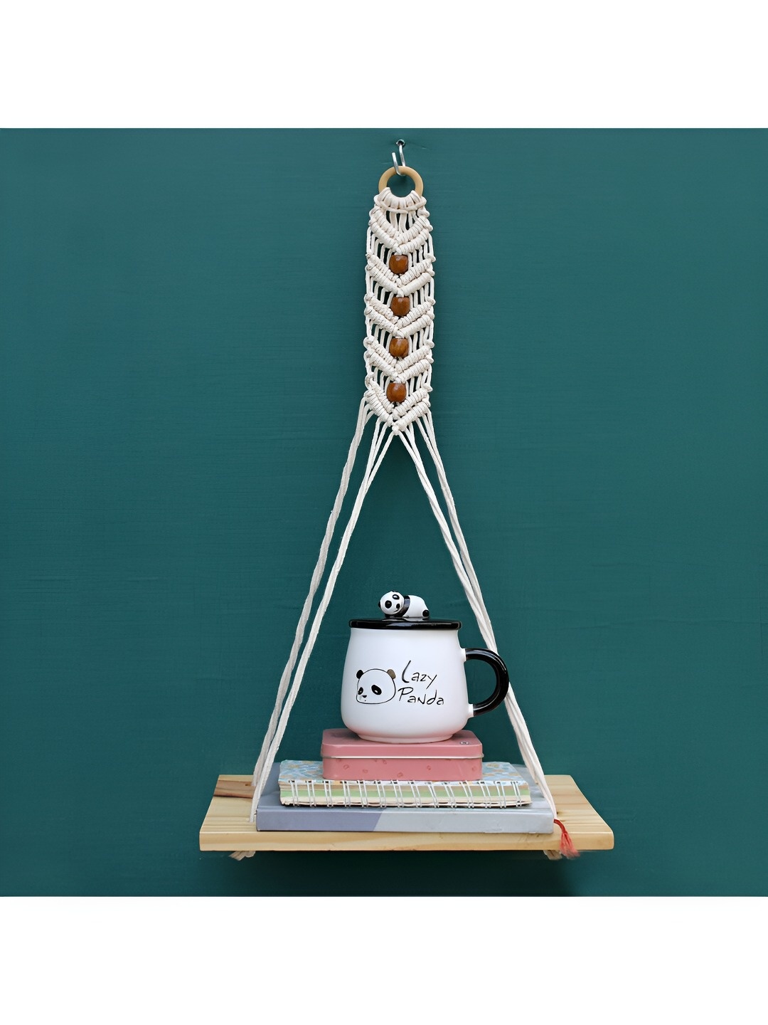 

VAH Kya Bat Hai !! White & Brown Marcrame Wall Hanging Shelf
