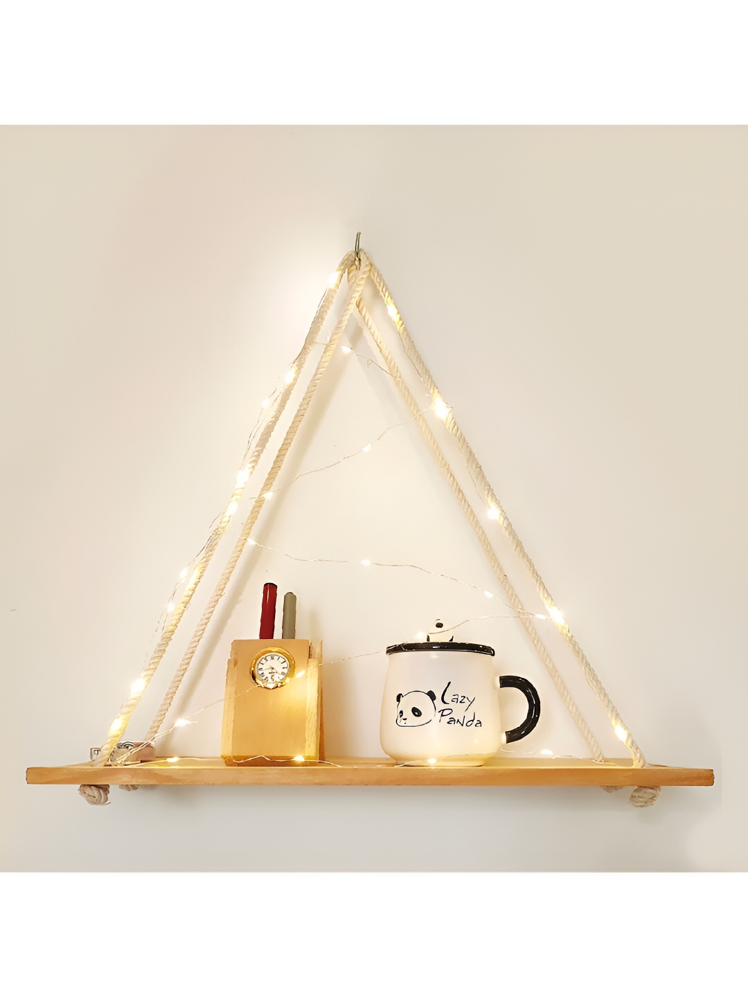 

VAH Kya Bat Hai !! Beige MDF Wall Hanging Shelf With LED Light, White