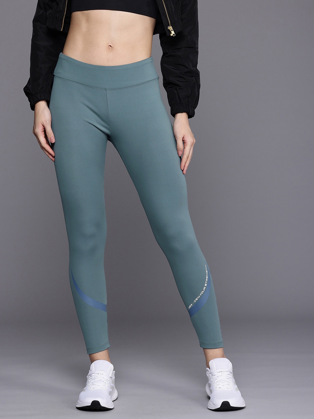

HRX by Hrithik Roshan Women Rapid-Dry Antimicrobial Finish Training Tights, Blue