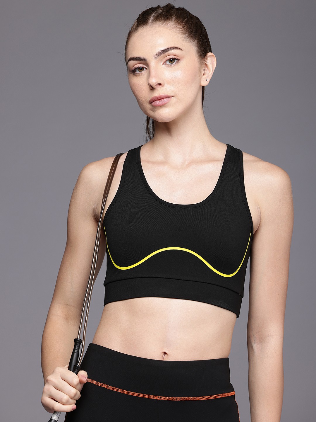 

HRX by Hrithik Roshan Lightly Padded Rapid Dry Training Bra HRX_SS24_W_BA_KT4226_C, Black