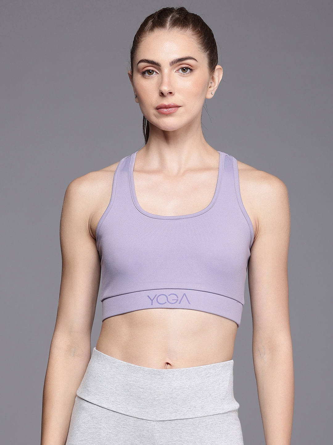 

HRX by Hrithik Roshan Full Coverage Rapid Dry Lightly Padded Yoga Bra HRX_SS24_W_BA_KY6705, Lavender