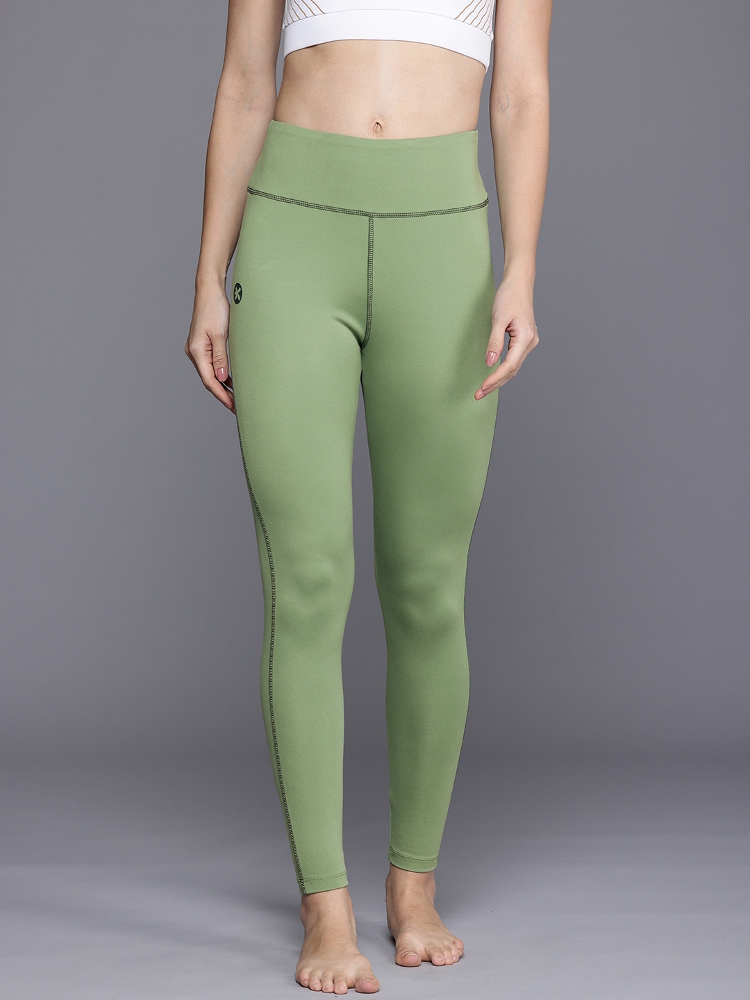 

HRX by Hrithik Roshan Rapid-Dry Yoga Seamless Tights, Green