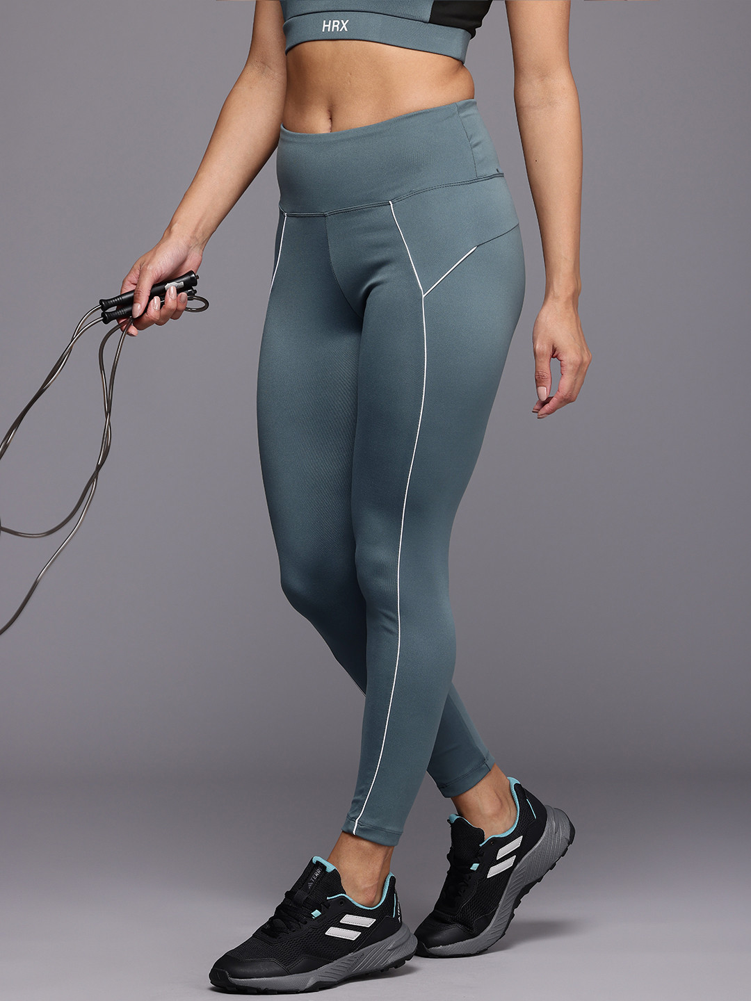 

HRX by Hrithik Roshan Women Rapid Dry High Rise Slim Fit Training Tights, Grey