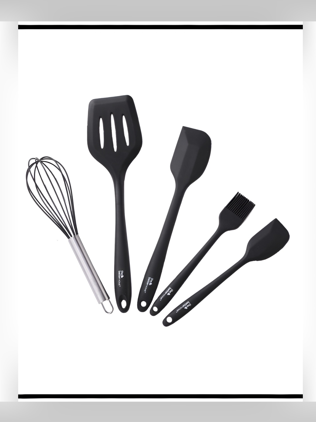

The Better Home Black & Silver-Toned 5 Pcs Silicone Spatula Set