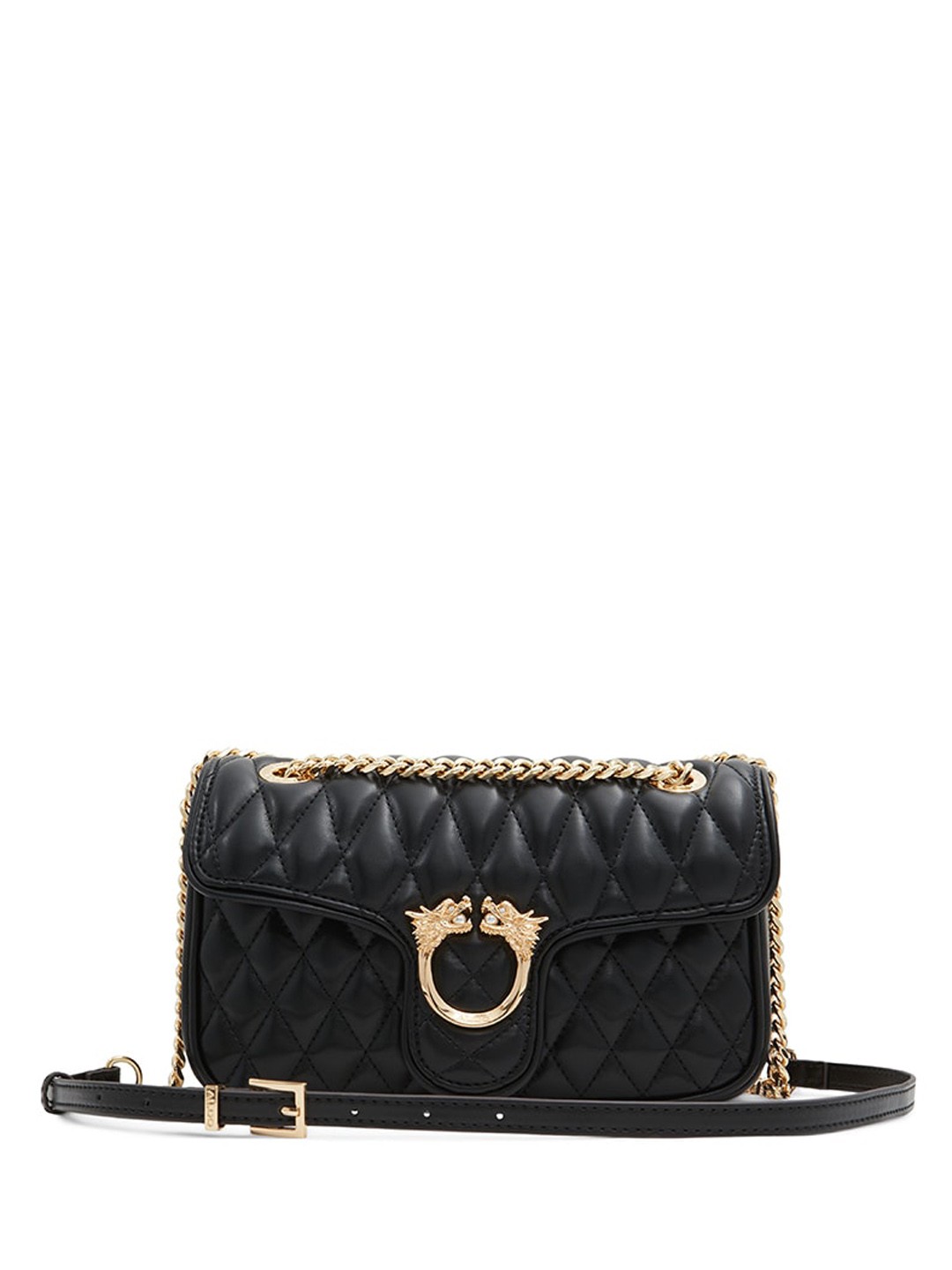 

ALDO Quilted Textured Structured Sling Bag, Black