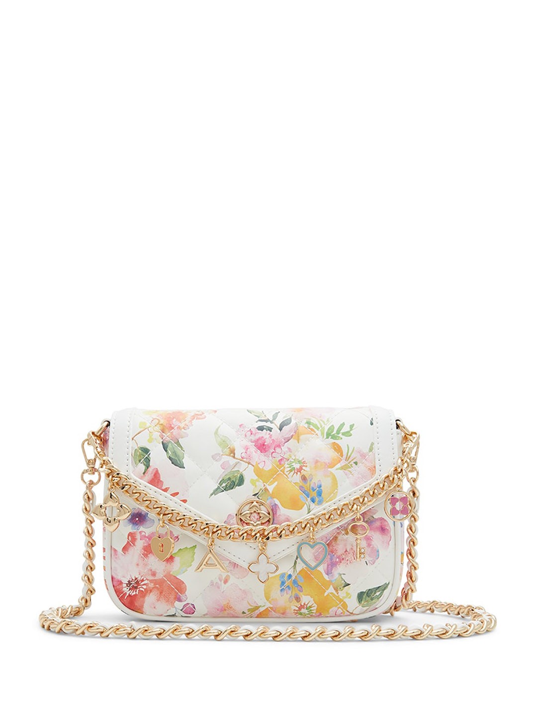 

ALDO Floral Printed Structured Sling Bag, White