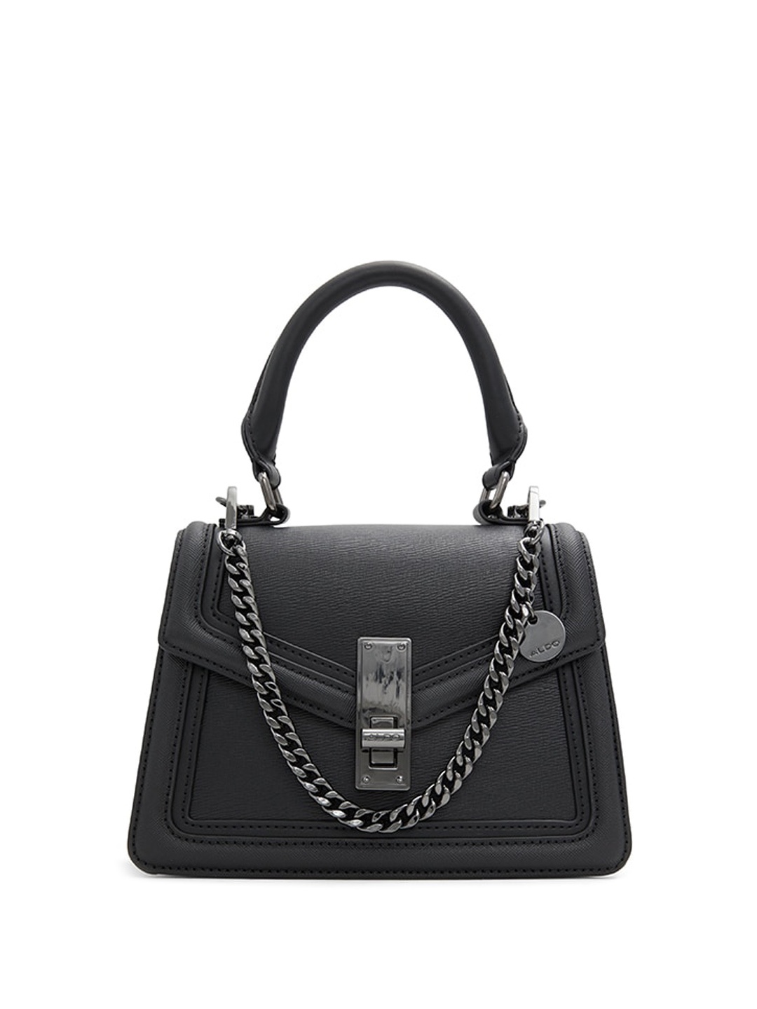 

ALDO Structured Handheld Bag With Buckle Detail, Black