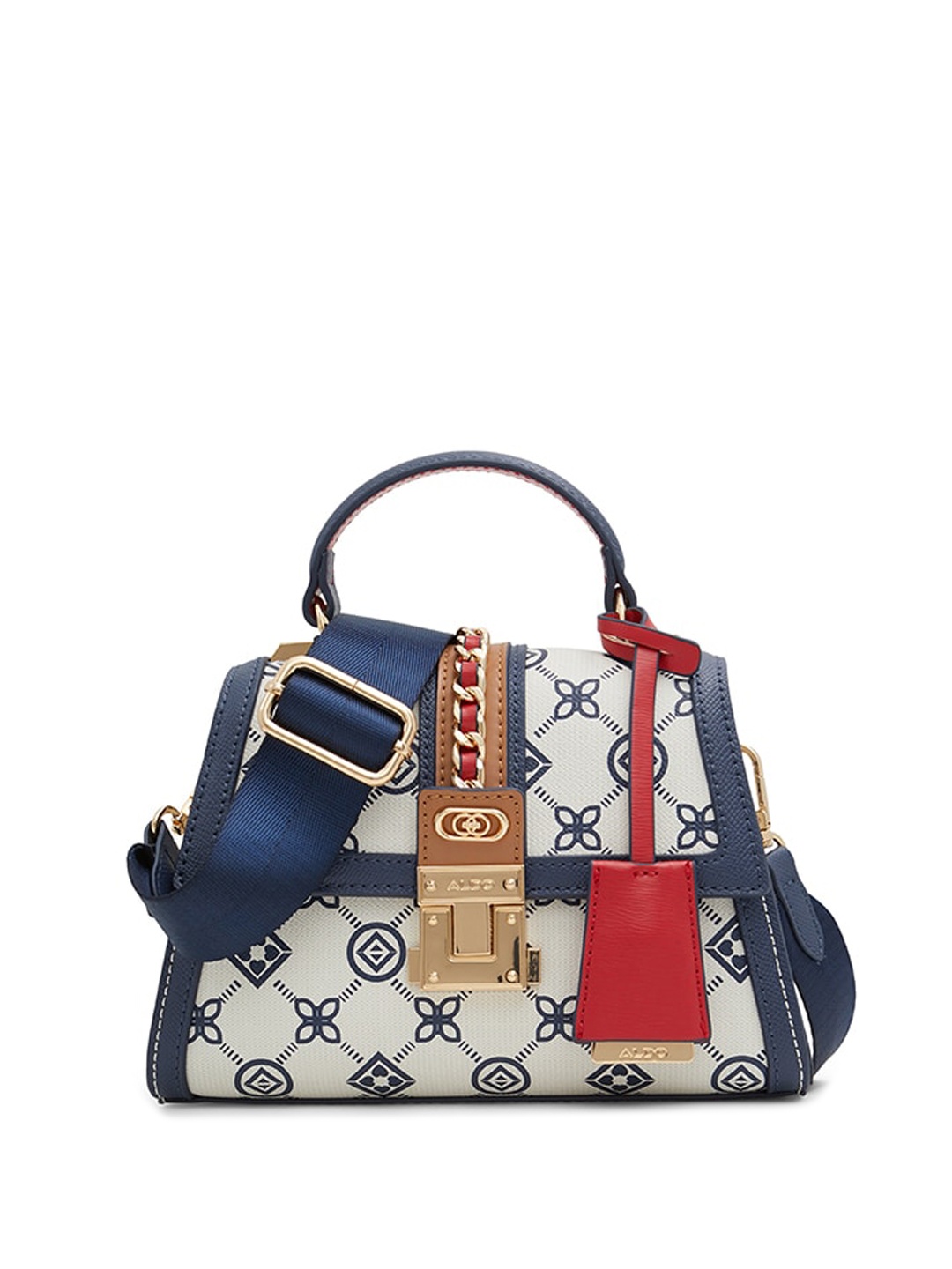 

ALDO Geometric Printed Structured Satchel, Off white