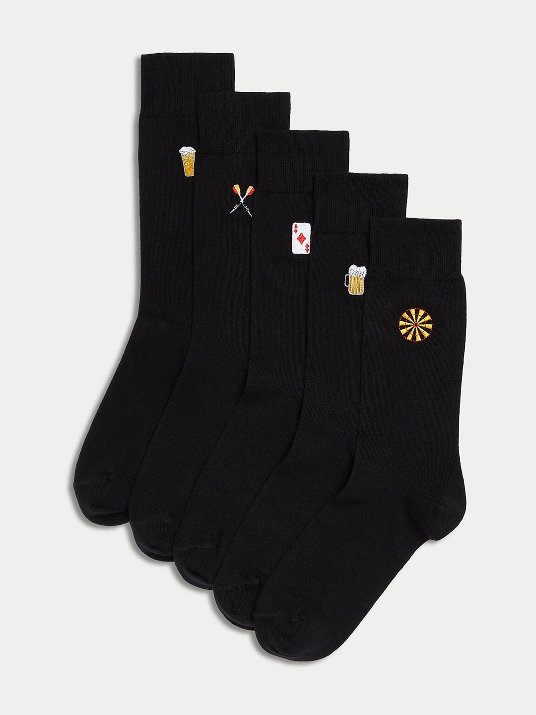 

Marks & Spencer Men Pack of 5 Ankle-Length Socks, Black