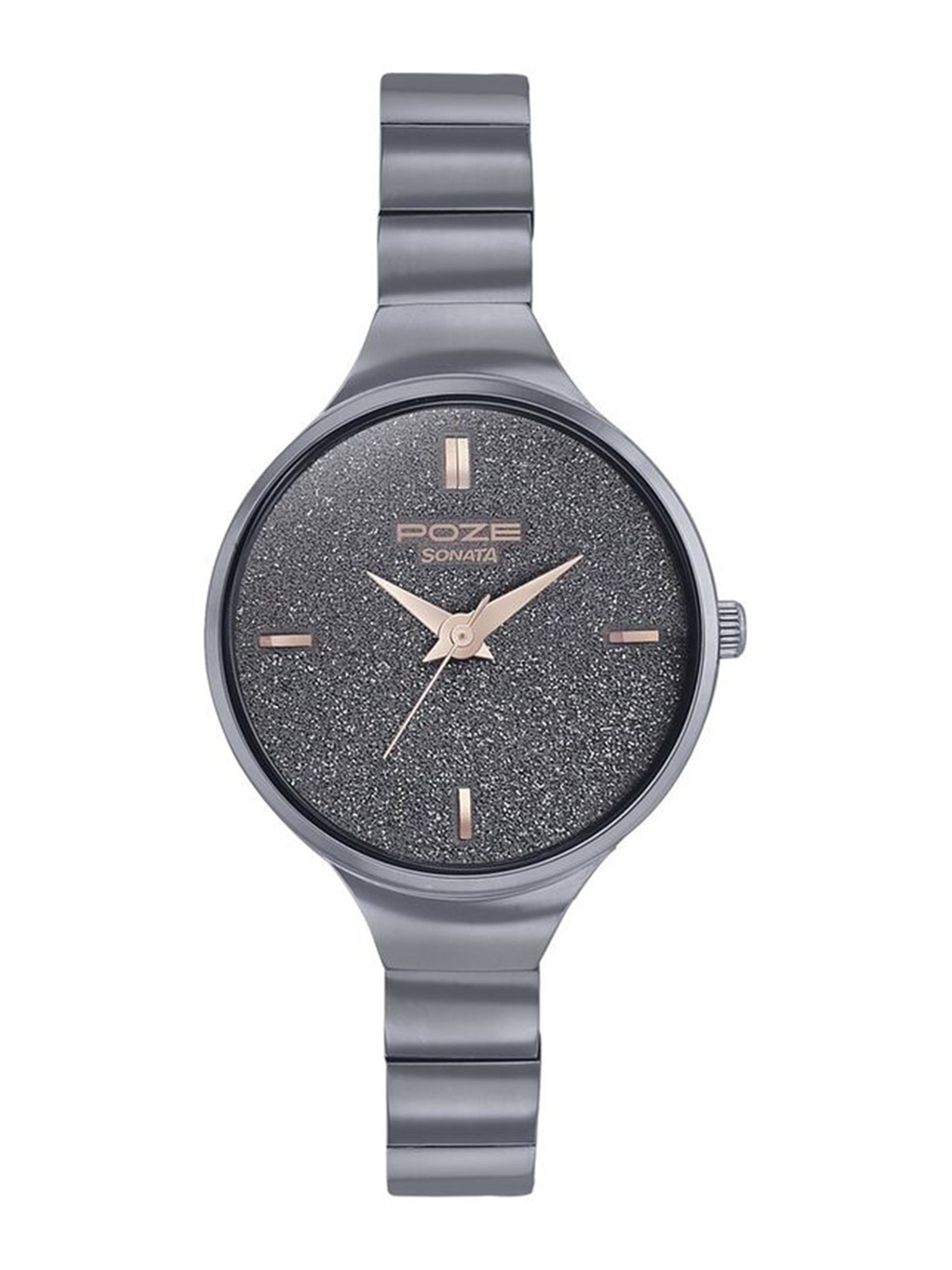 

Sonata Poze Women Brass Embellished Dial & Bracelet Style Straps Analogue Watch SP80006QM01, Grey