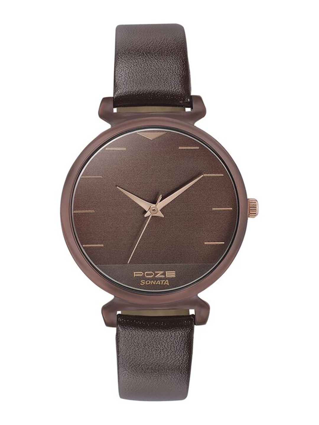 

Sonata Poze Women Leather Bracelet Style Straps Analogue Watch SP80007KL01, Brown