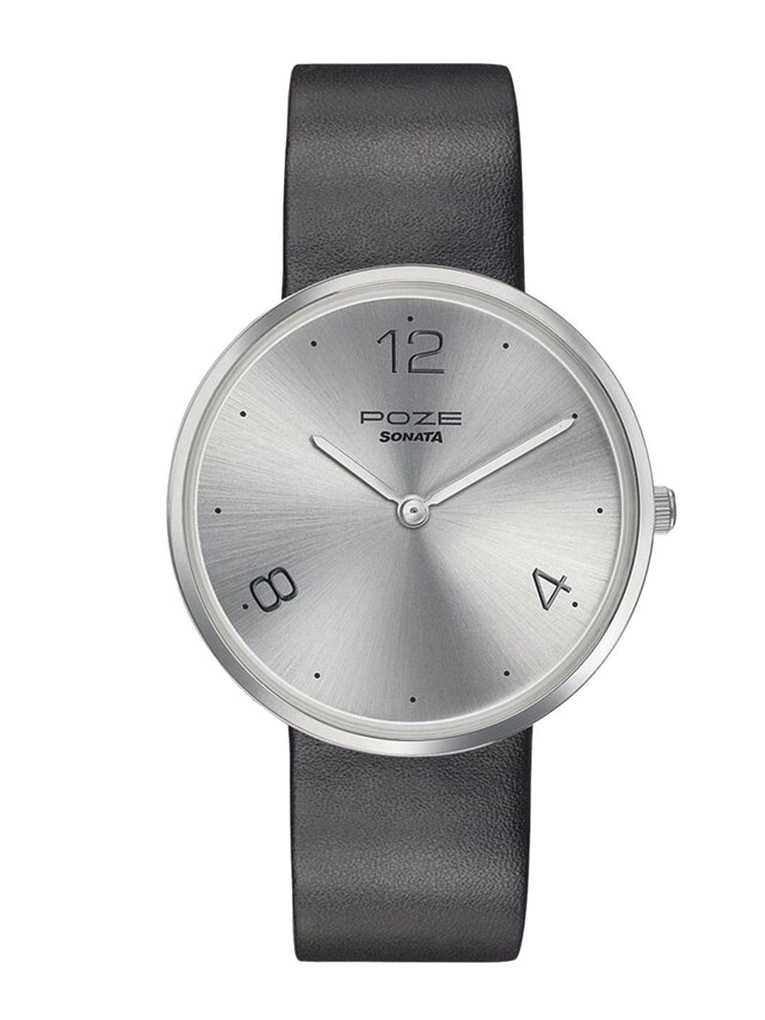 

Sonata Poze Men Round Dial & Leather Straps Analogue Watch SP70007SL02, Silver
