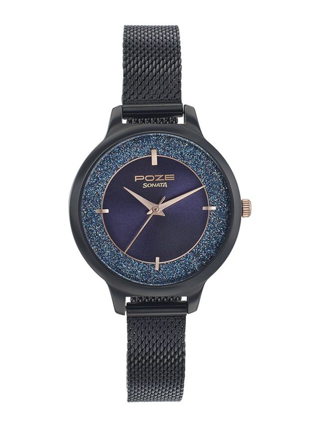 

Sonata Poze Women Brass Embellished Dial & Wrap Around Straps Analogue Watch SP80011KM01, Black