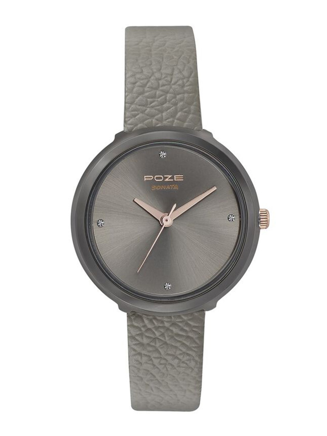 

Sonata Poze Women Embellished Dial & Leather Wrap Around Straps Analogue Watch SP80005KL01, Grey