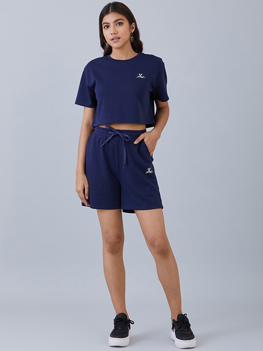 

Muvazo T-Shirt With Shorts Co-Ords, Navy blue