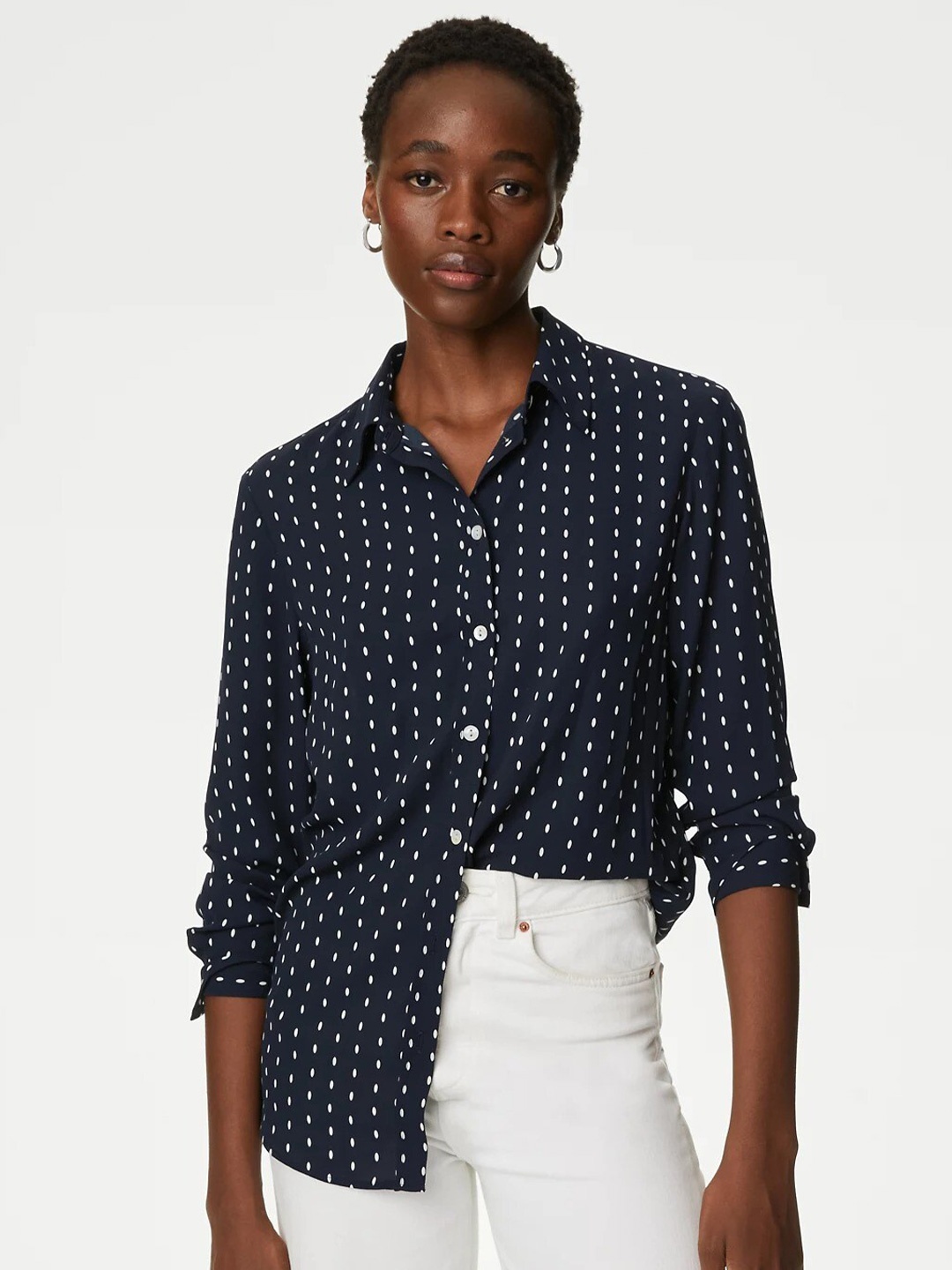 

Marks & Spencer Geometric Printed Spread Collar Casual Shirt, Navy blue