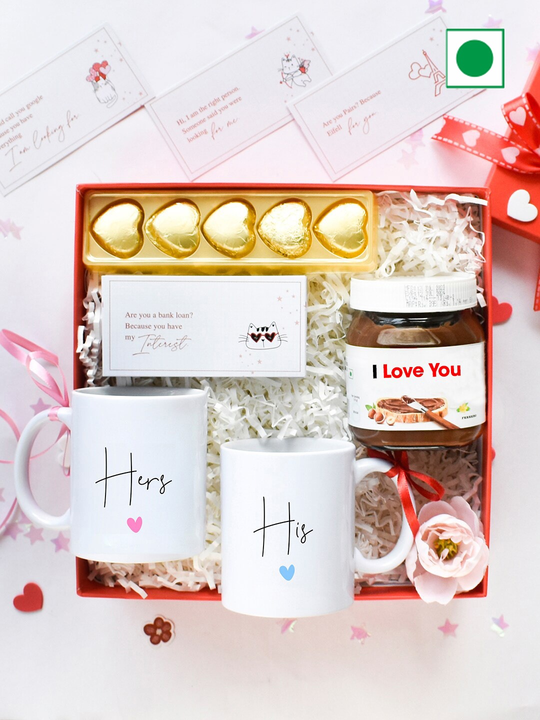 

Gifts By Rashi 5-Pieces Of Couple Confections Gift Hamper, Red