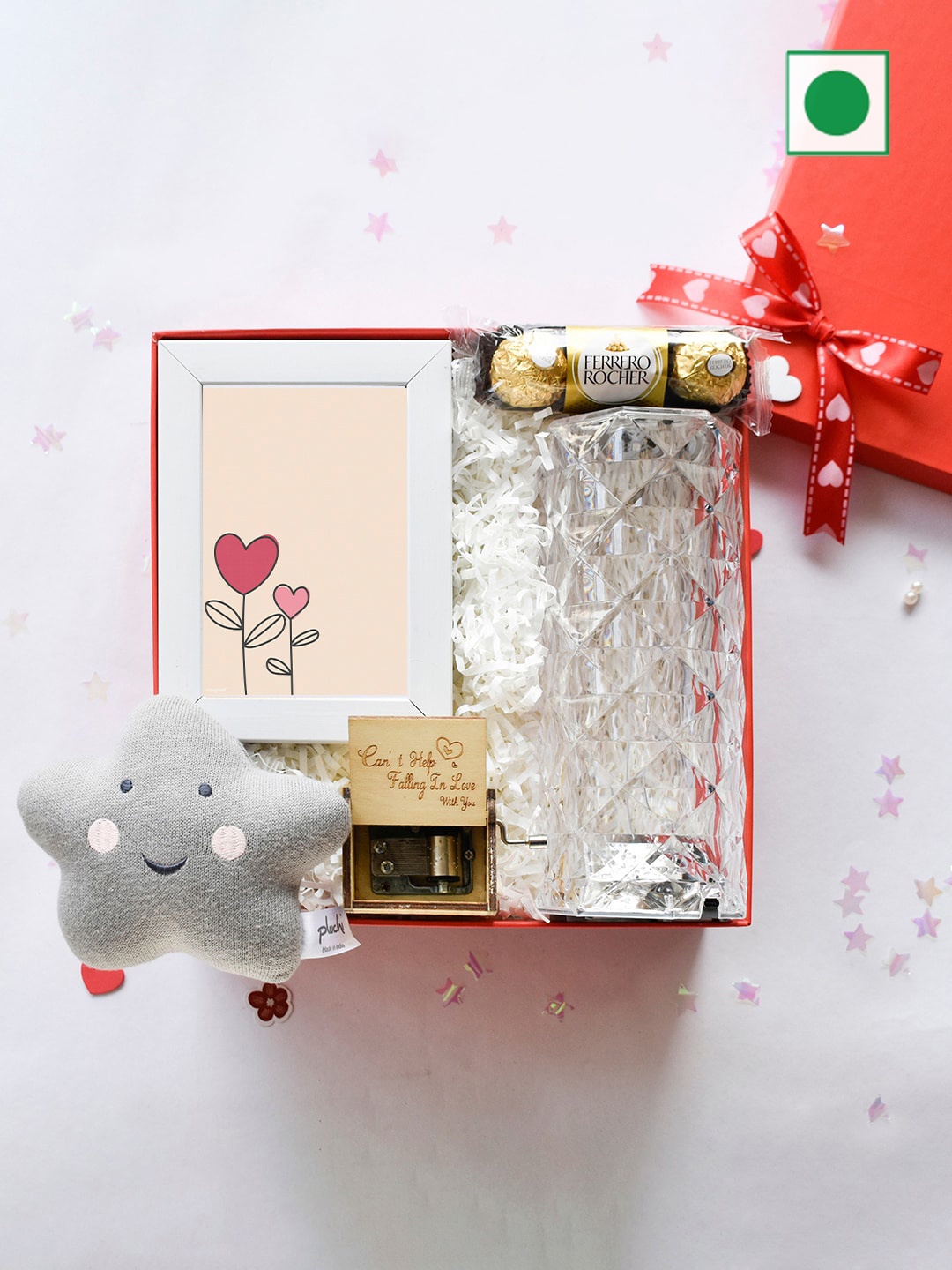 

Gifts By Rashi 6-Pieces Starlit Romance Extravaganza Gift Hamper, Red