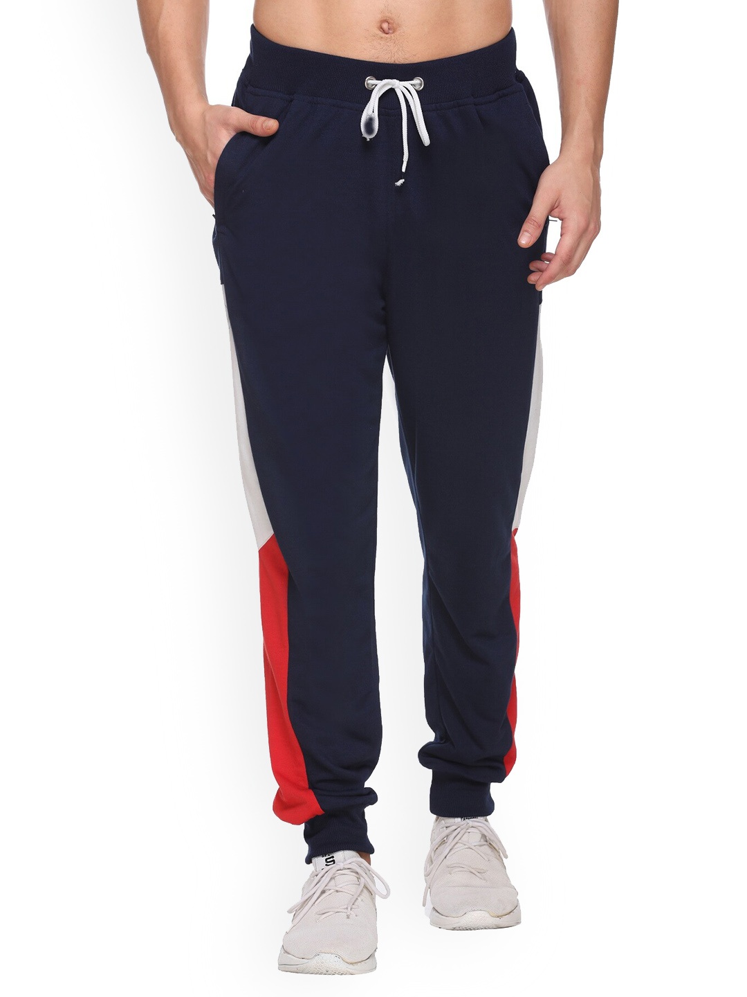 

BASIS Men Colourblocked Joggers, Navy blue