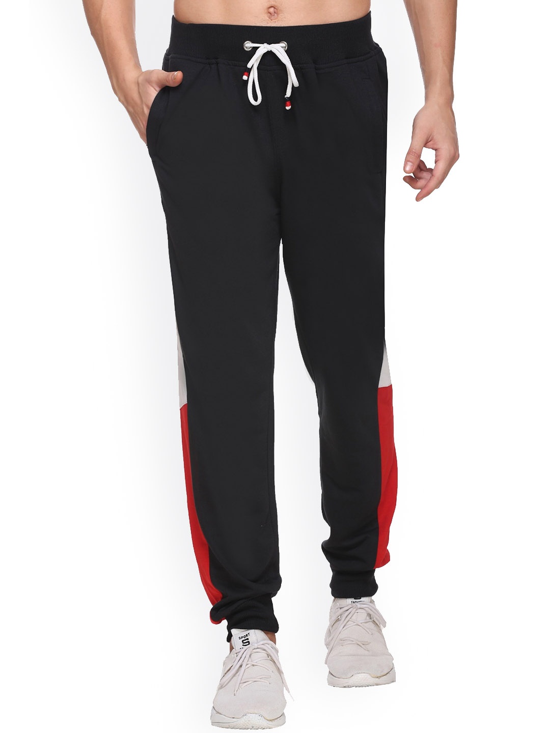 

BASIS Men Colour-Blocked Sports Joggers, Black