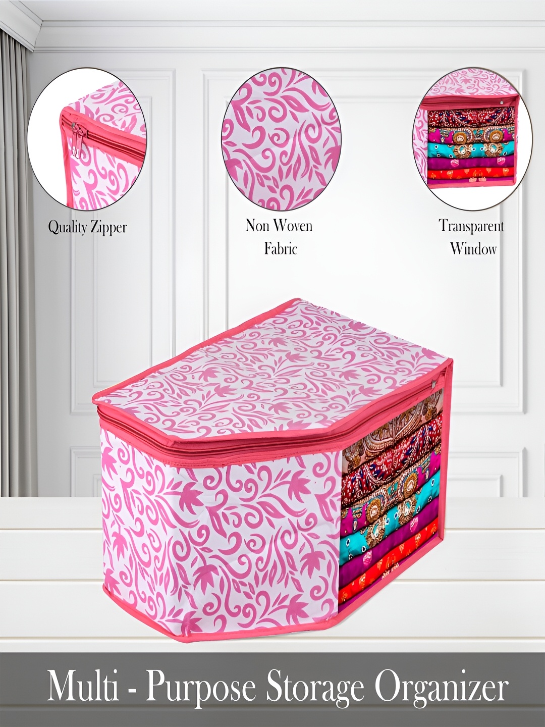

Kuber Industries Pink & White 9 Pieces Regular Drawer Organiser