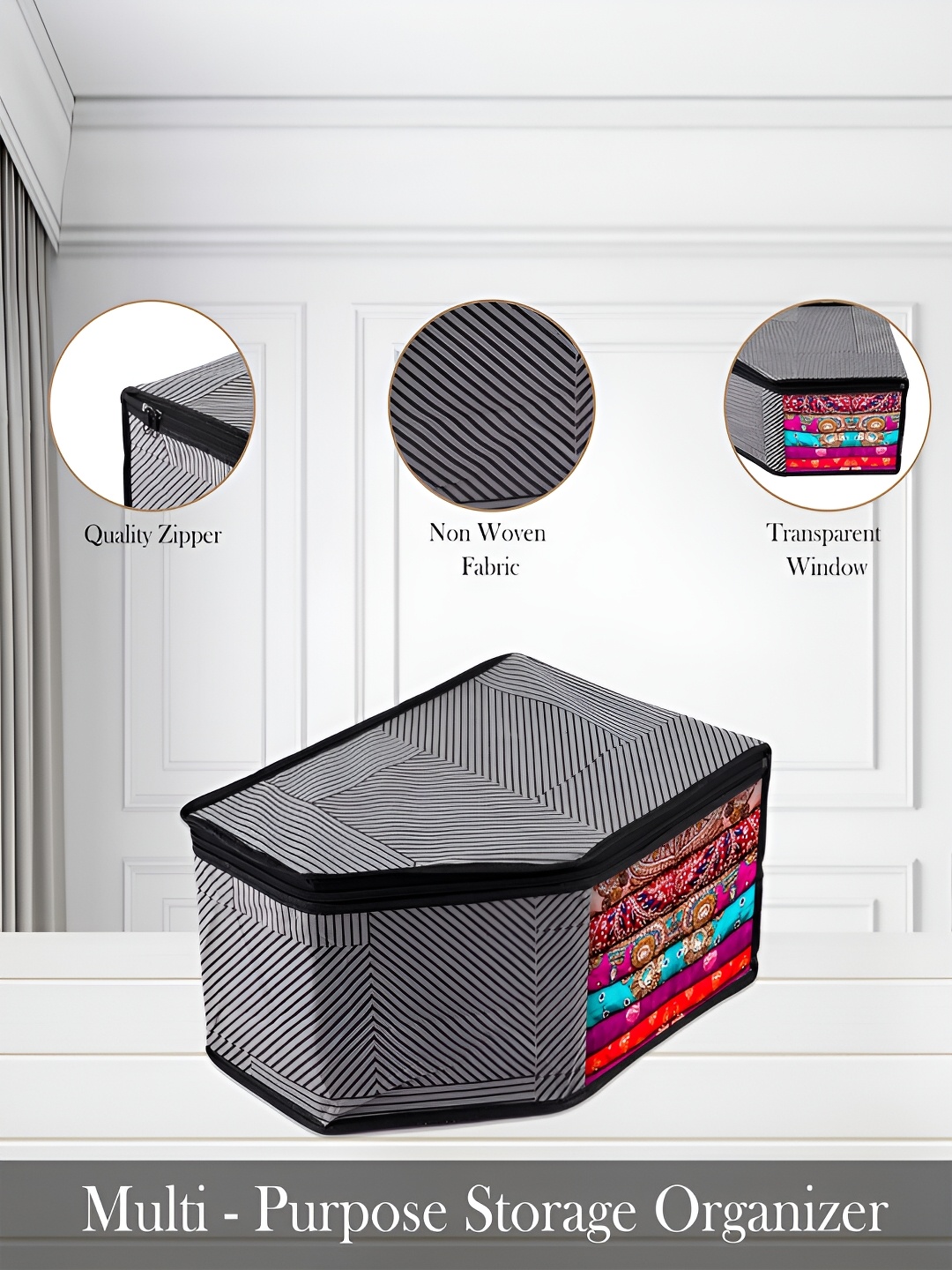 

Kuber Industries Grey & Black 12 Pieces Regular Drawer Organisers