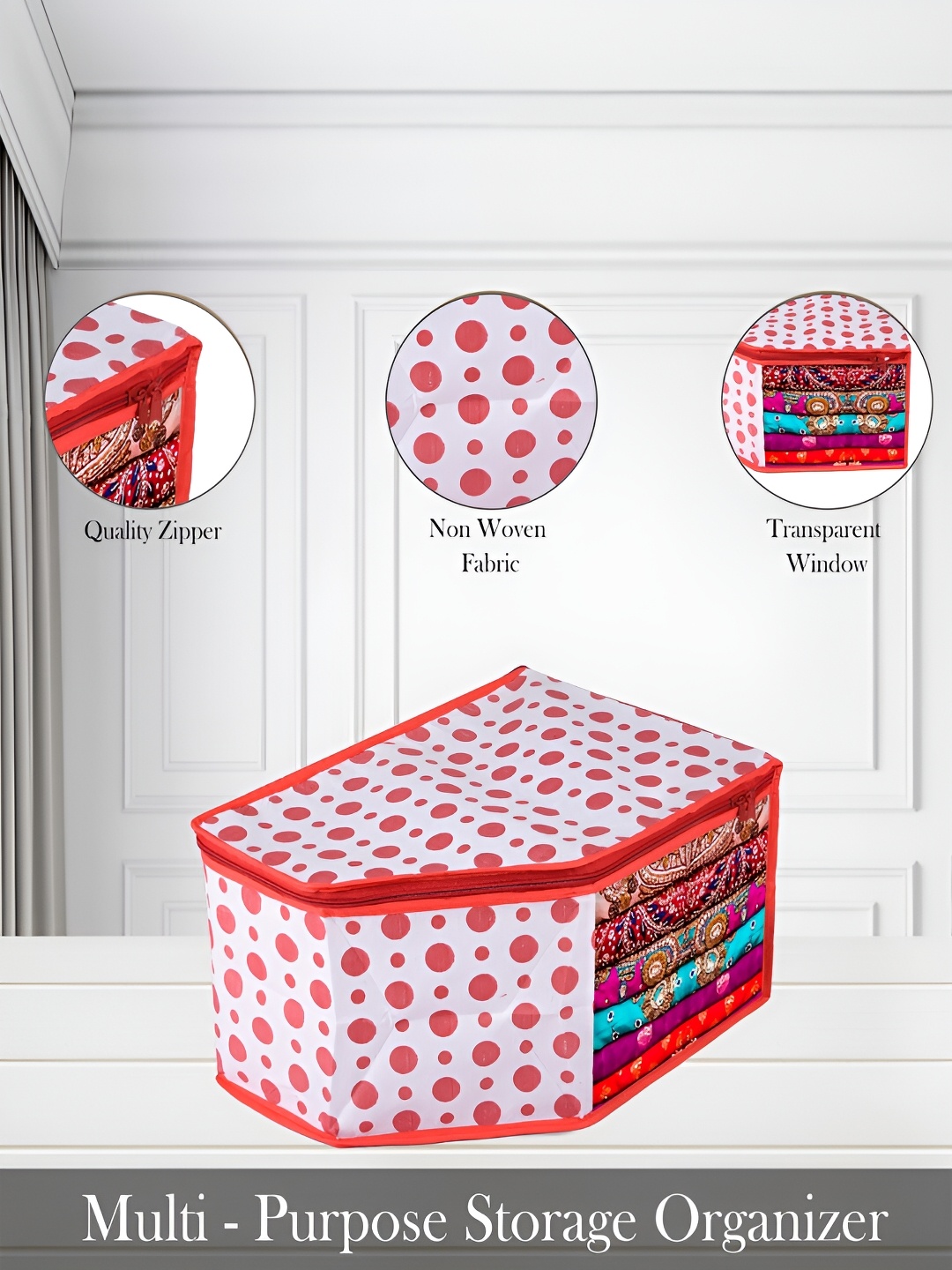 

Kuber Industries Red & White 9 Pieces Regular Multi-Utility Organisers
