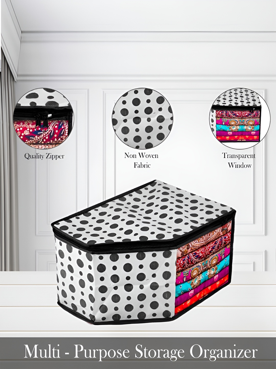 

Kuber Industries Black & White 9 Pieces Regular Multi-Utility Organisers