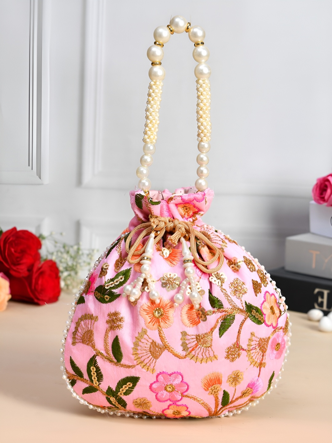 

Kuber Industries Set Of 2 Embellished Potli Clutch, Pink