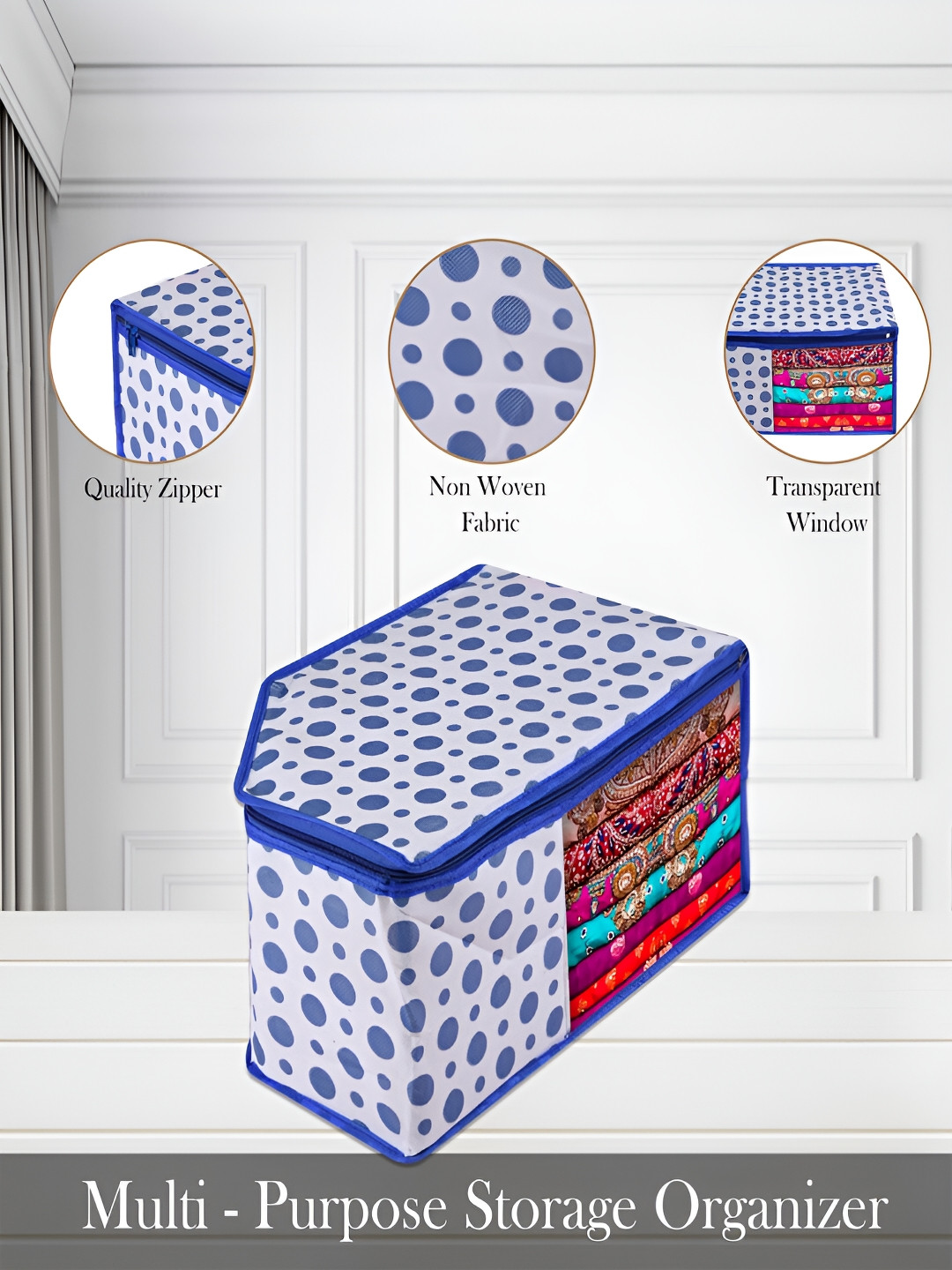 

Kuber Industries Blue & White 9 Pieces Regular Multi-Utility Organisers