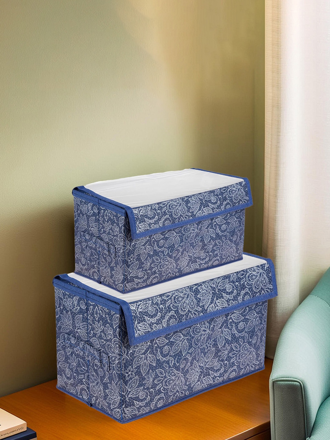 

Kuber Industries Blue & White 2 Pieces Regular Multi-Utility Organisers