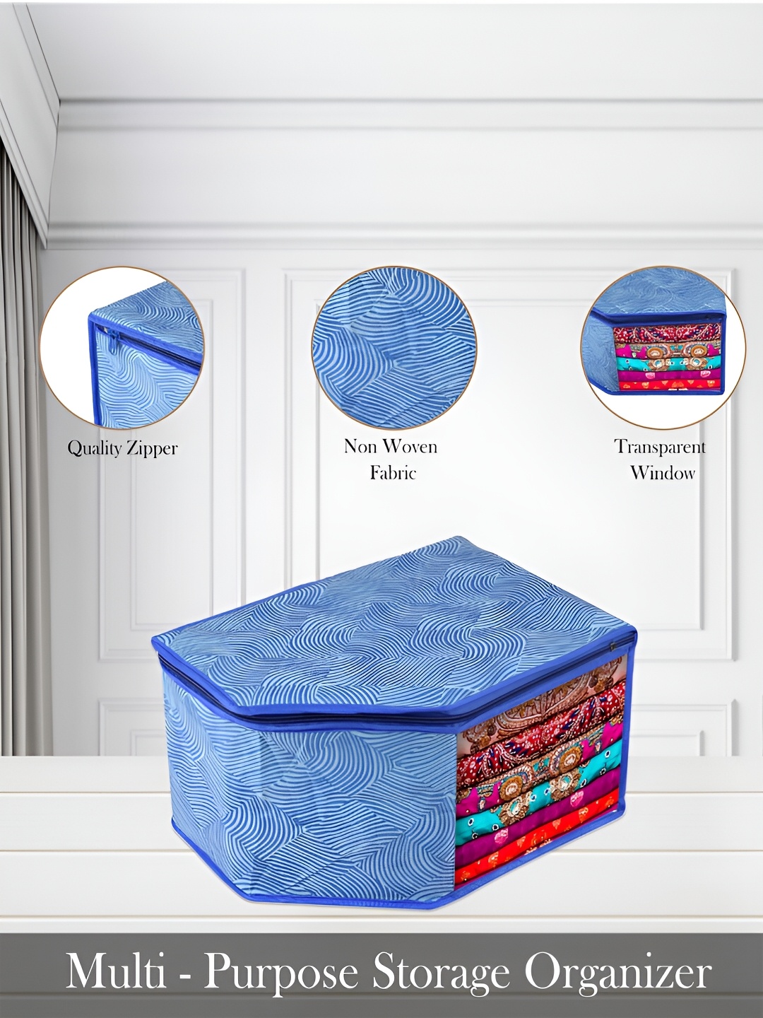 

Kuber Industries Blue & White 9 Pieces Regular Multi-Utility Organisers
