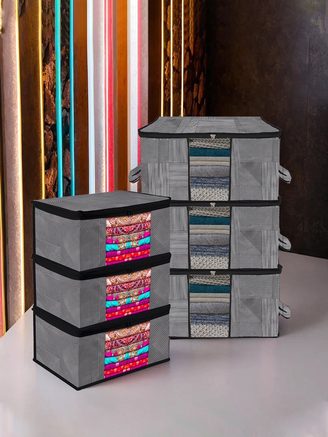 

Kuber Industries Black & White 6 Pieces Regular Multi Utility Organisers