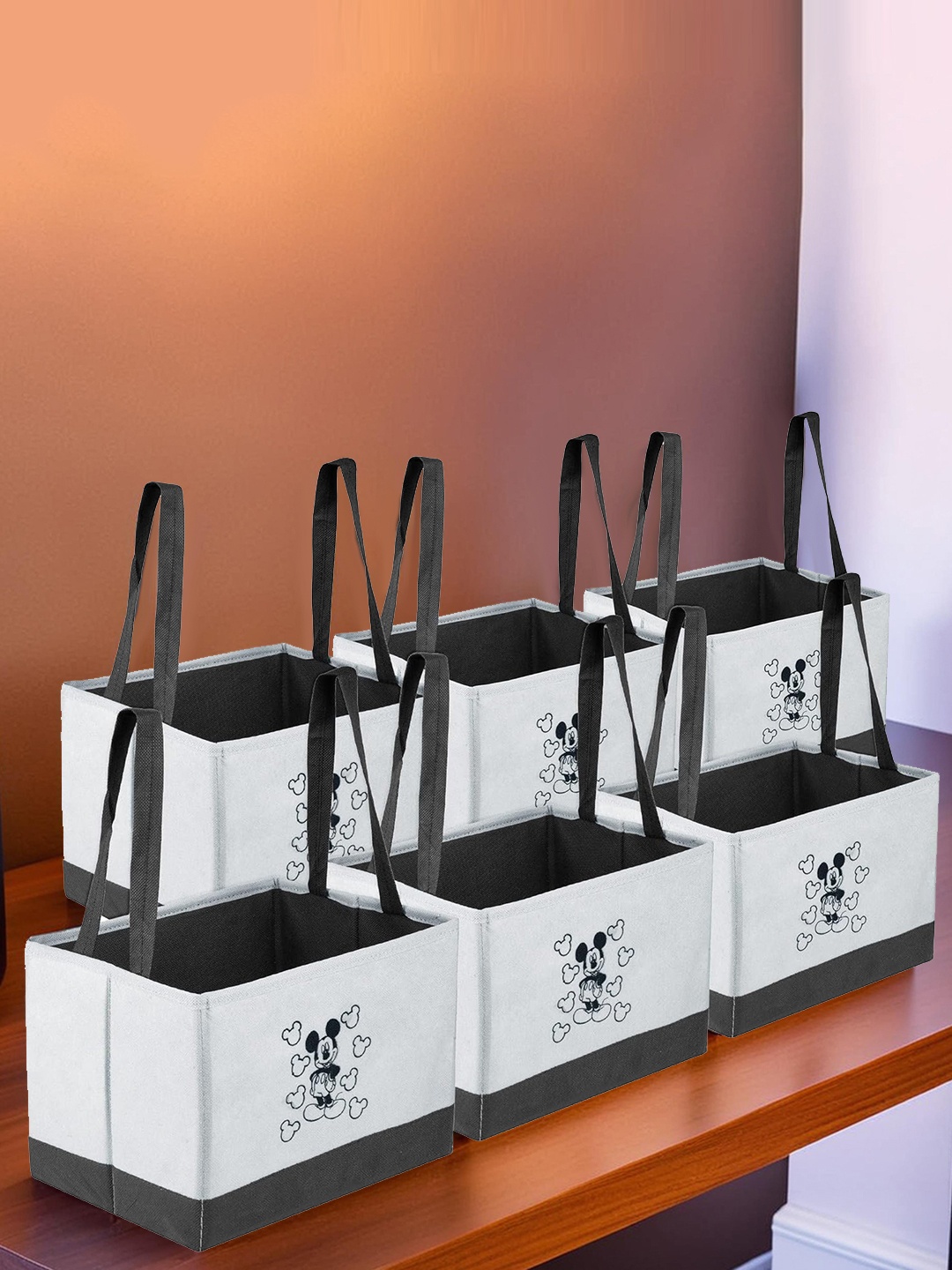 

Kuber Industries Black & White 6 pieces Regular Multi-Utility Organisers