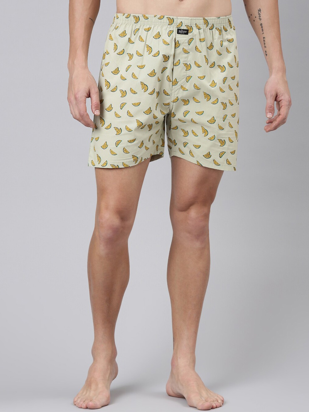 

The Roadster Lifestyle Co. Green Printed Pure Cotton Boxers